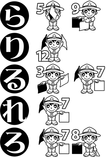 手旗信号　ら行