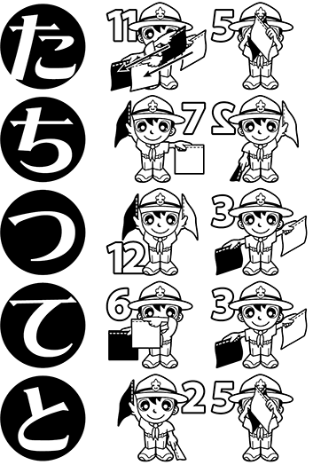 手旗信号　た行