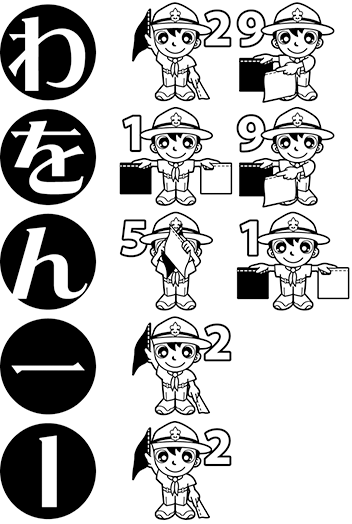 手旗信号　わ行
