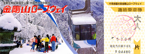 金剛山ロープウェイ乗車券・表面